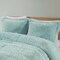 Soft Sherpa Faux Fur Comforter Set Light Teal Blue Hypoallergenic Polyester Bedding